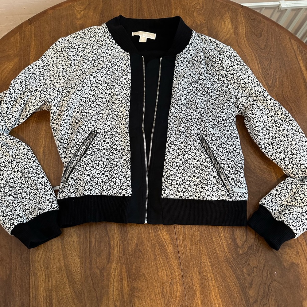 Michael Kors Black and White Floral Women's Jacket size XL